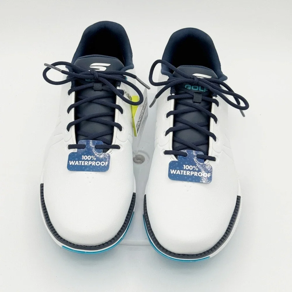 Skechers Go Golf Tempo Waterproof Shoes Size 8 Mens White Navy‎ NEW